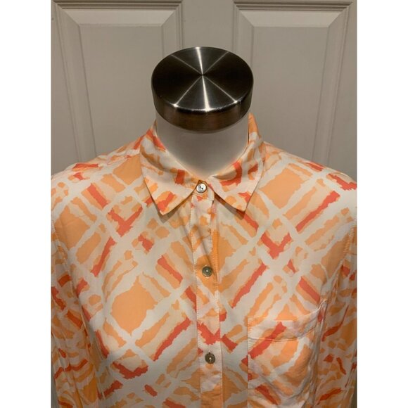 Rails Orange & Pink Geometric Pattern Button Up Shirt, Size Small - Picture 2 of 7